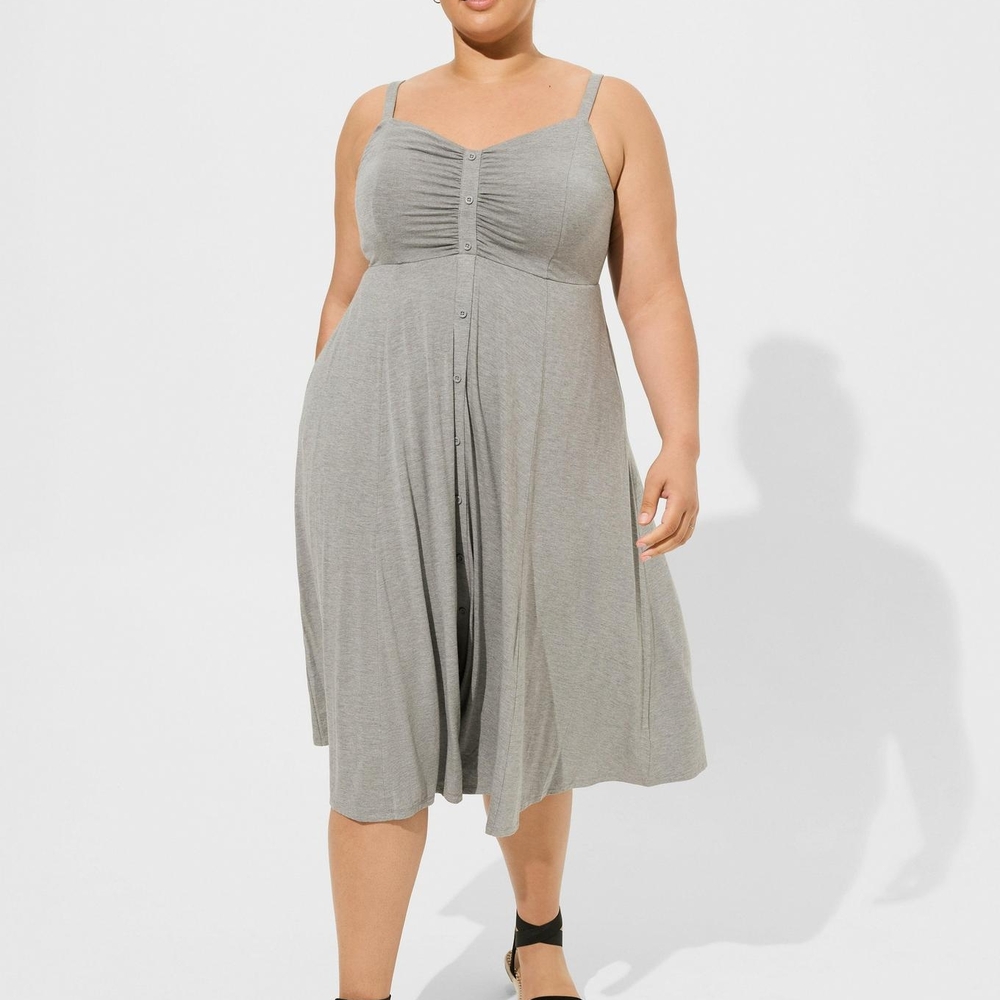 Gray Button-Front Dress